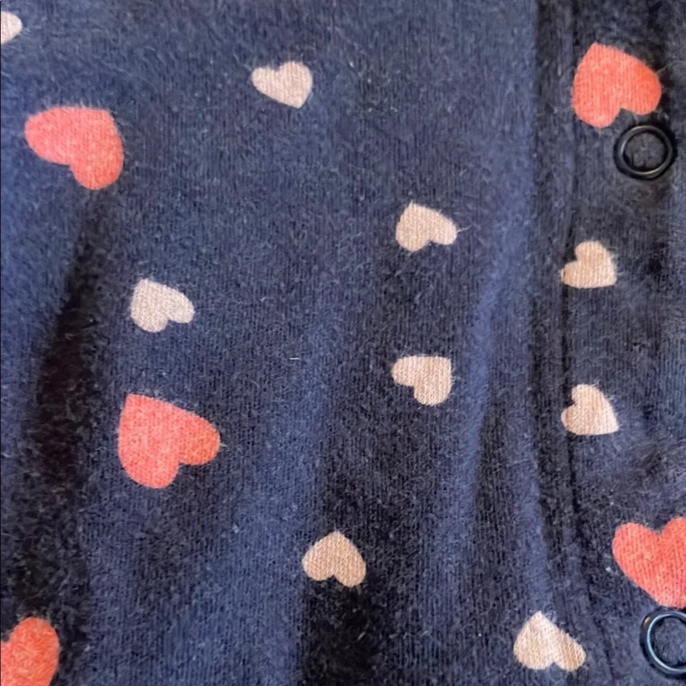 Child of Mine Navy and Pink Heart Button-up Footie PJs